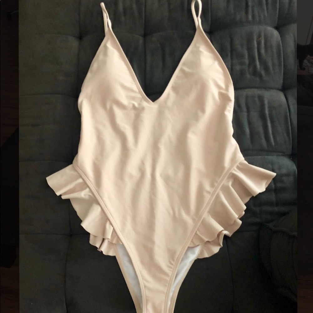 Brand New Trendy Nude Swimsuit, Size Med